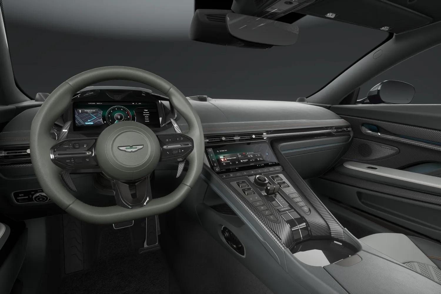 Aston Martin DB12: Консоль с клавишами и рифлёной шайбой