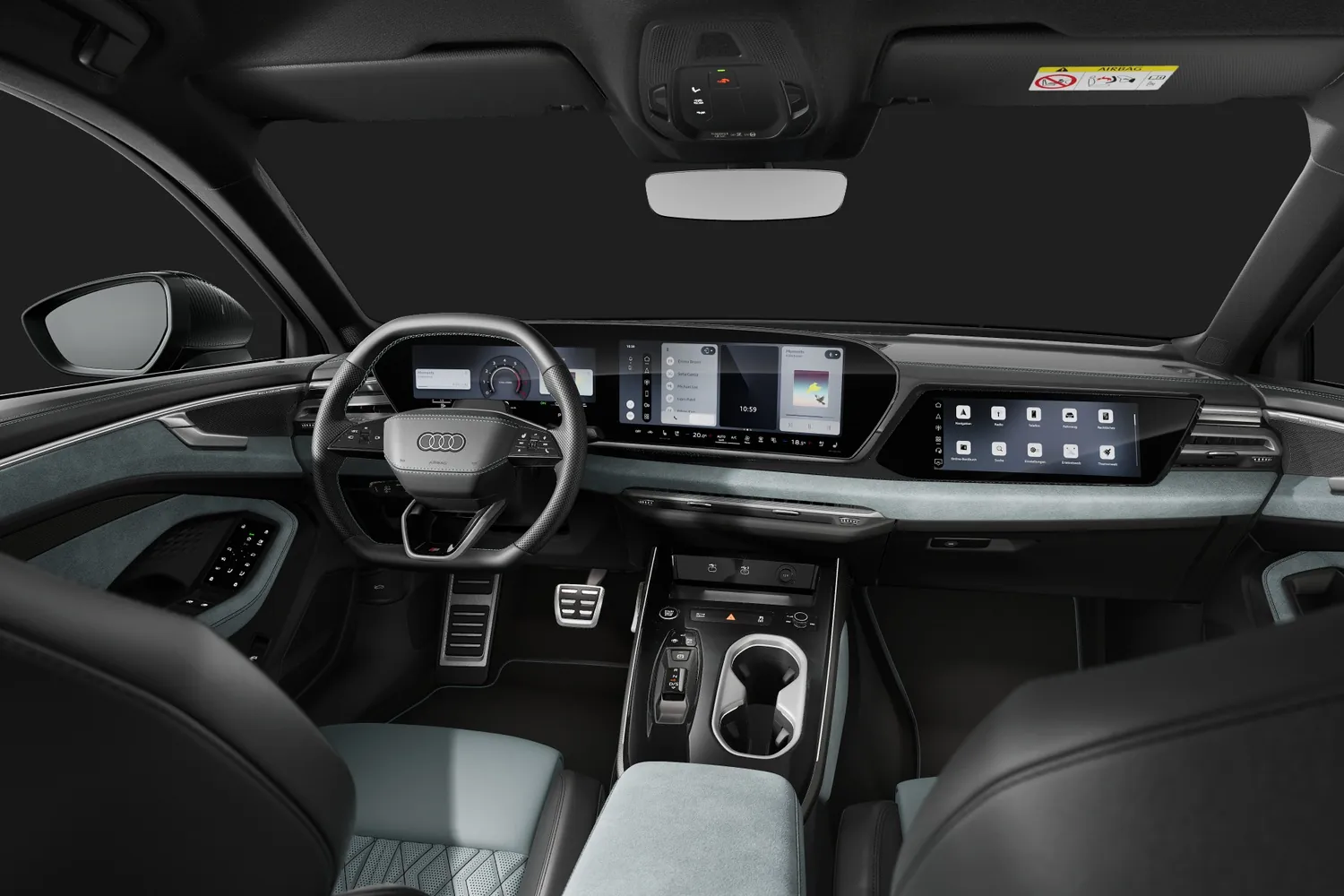 Audi A6: Панель с тремя экранами и мятной кожей