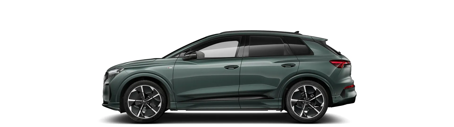 Audi Q4 e-tron quattro performance в цвете Salbeigrün Metallic, рендер конфигуратора, вид сбоку