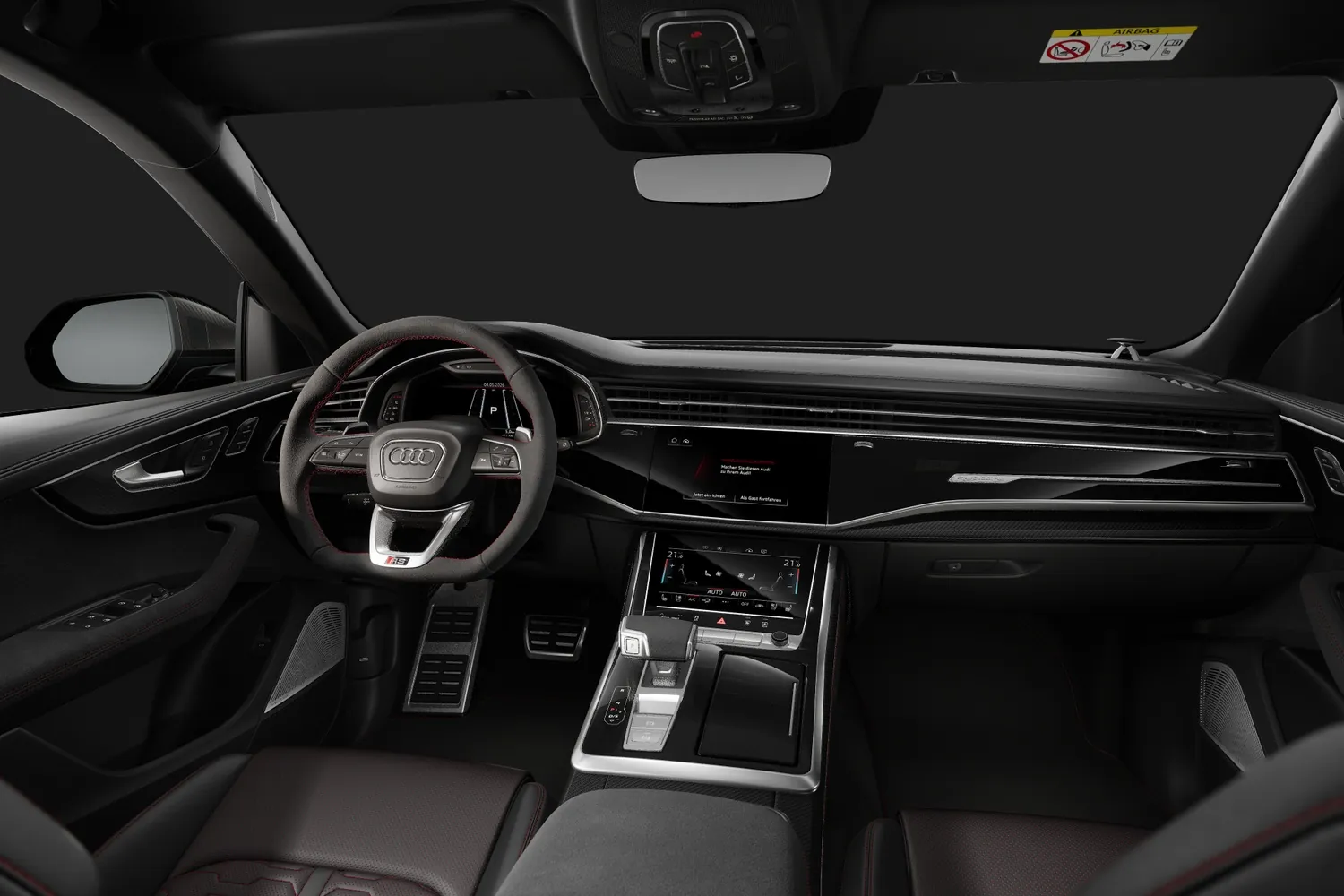 Audi RS Q8: Чёрный салон и красная строчка