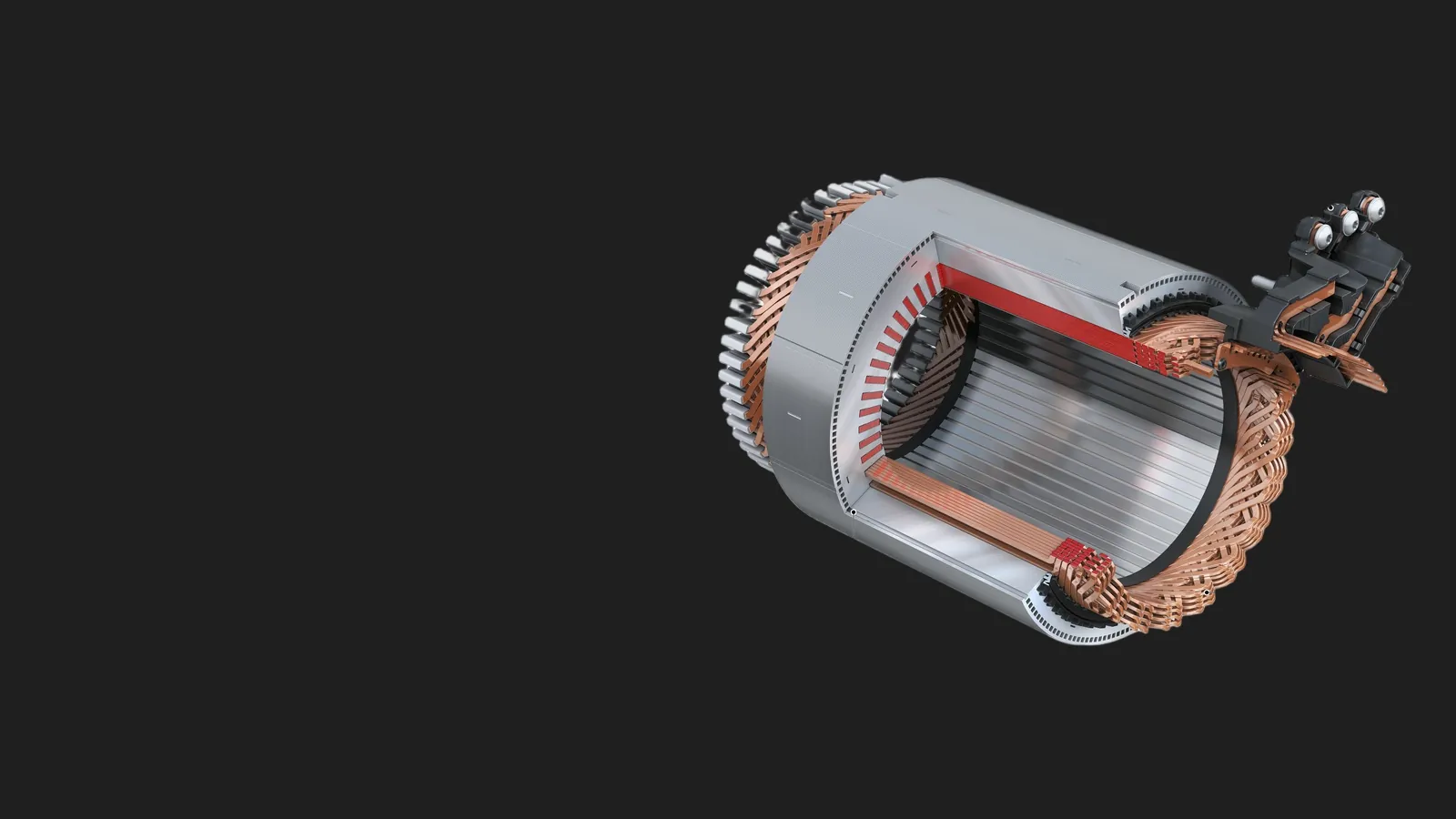 Статор мотора на 800 вольт с обмоткой hairpin