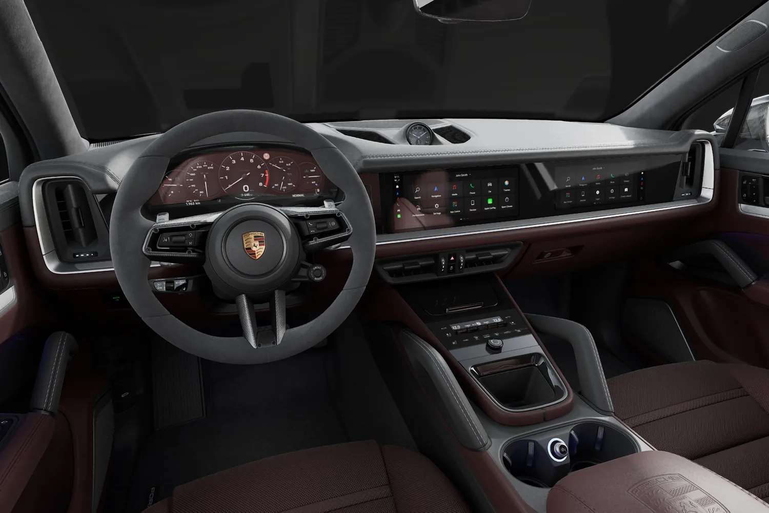 Porsche Cayenne S: Салон с тремя экранами и клавишами климата