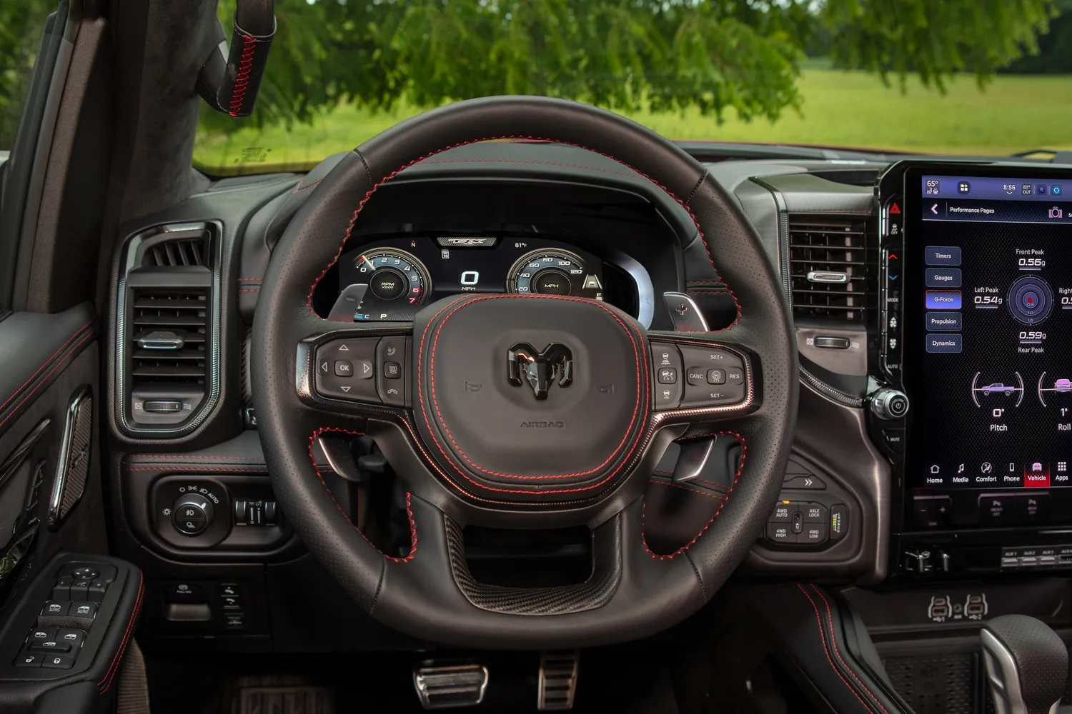 RAM 1500 TRX: Экран Uconnect 5 на 14,5 дюйма, панель 12,3 дюйма и руль с красной строчкой